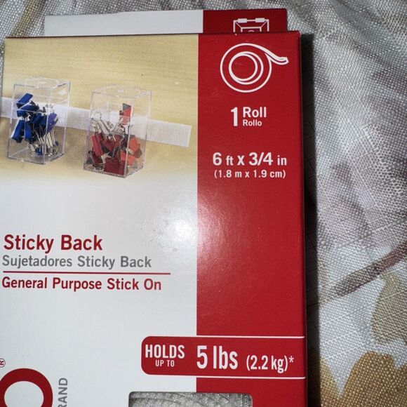 Velcro Sticky Back Self Adhesive Hook Loop 6'x3/4" Holds 5lb Wt New Sealed Box - Picture 4 of 5